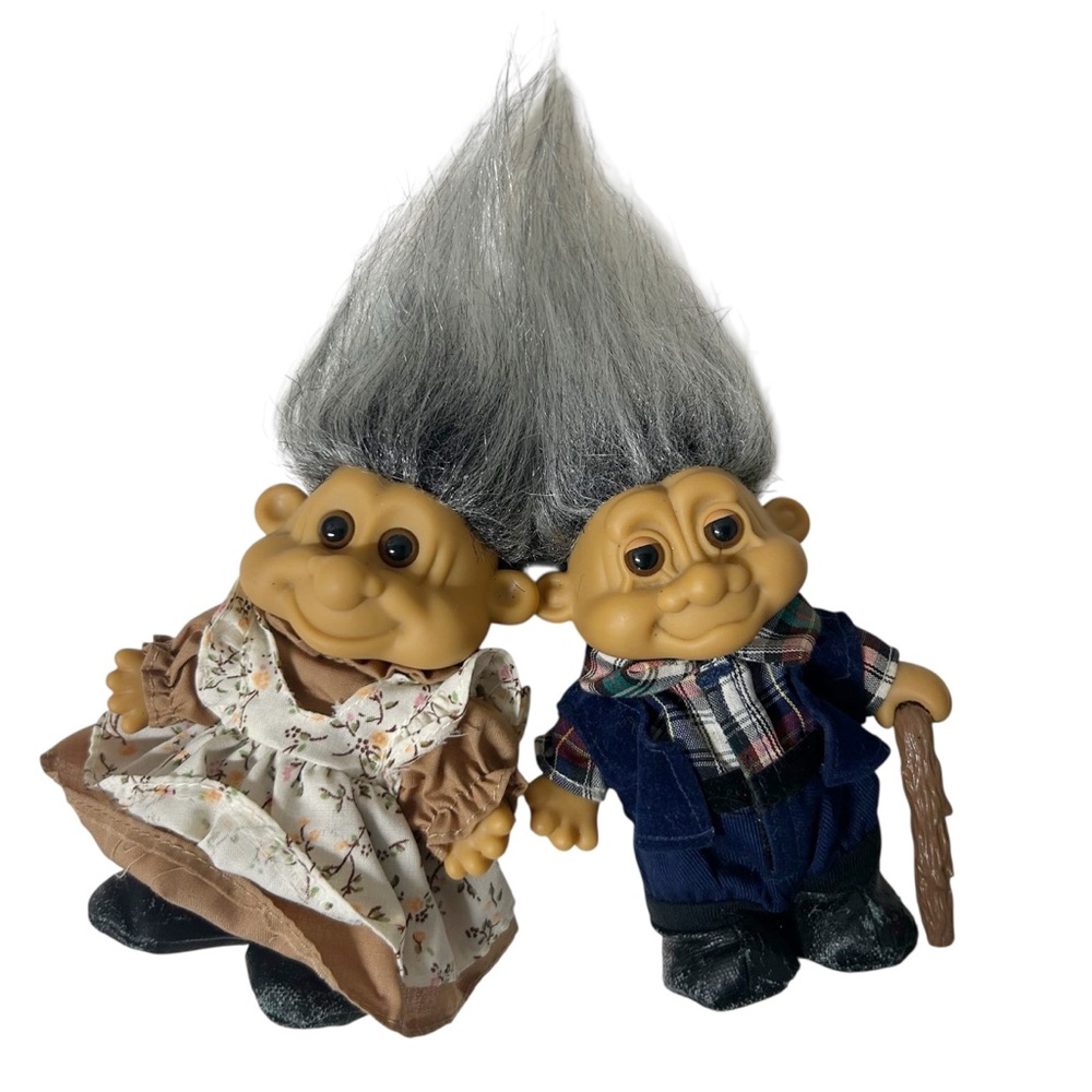 Russ Troll Lot of 2 Grandparent Figures Early 90s VTG Grandpa Grandma - Picture 2 of 7